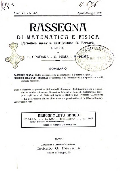 Rassegna di matematica e fisica