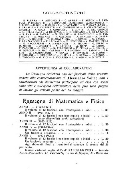 Rassegna di matematica e fisica