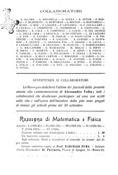 Rassegna di matematica e fisica