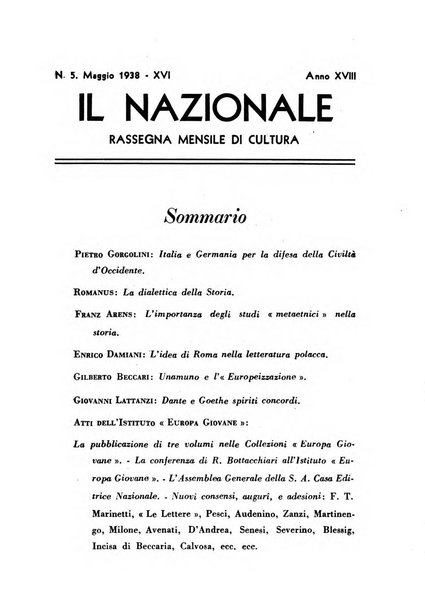 Il nazionale rassegna mensile di cultura