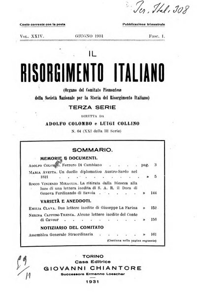 Il Risorgimento italiano rivista storica