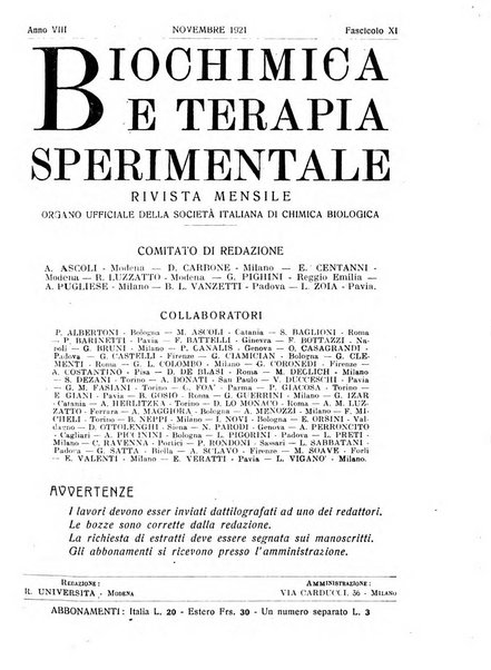 Biochimica e terapia sperimentale organo ufficiale della Societa italiana di Chimica biologica