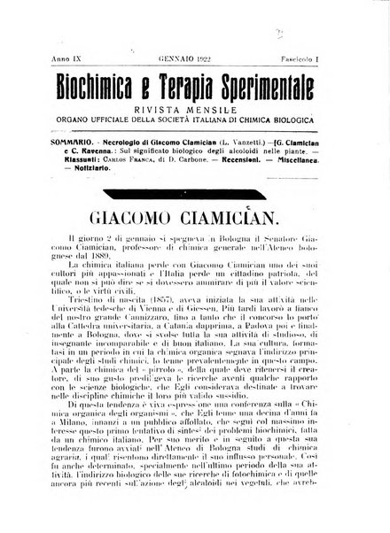 Biochimica e terapia sperimentale organo ufficiale della Societa italiana di Chimica biologica