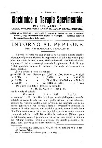 Biochimica e terapia sperimentale organo ufficiale della Societa italiana di Chimica biologica