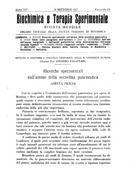 Biochimica e terapia sperimentale organo ufficiale della Societa italiana di Chimica biologica