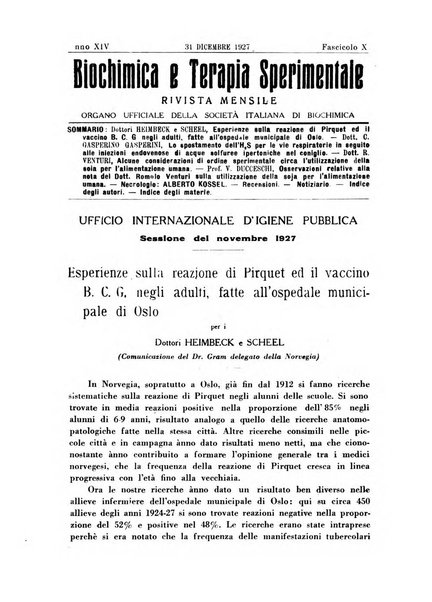 Biochimica e terapia sperimentale organo ufficiale della Societa italiana di Chimica biologica