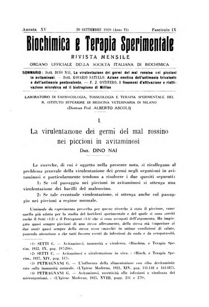 Biochimica e terapia sperimentale organo ufficiale della Societa italiana di Chimica biologica