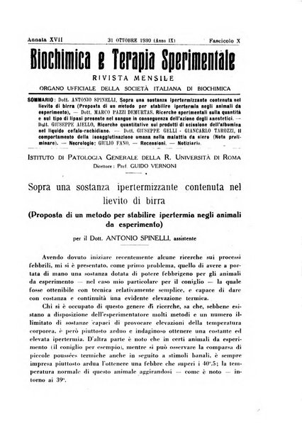 Biochimica e terapia sperimentale organo ufficiale della Societa italiana di Chimica biologica