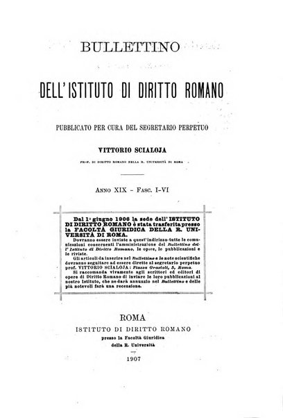 Bullettino dell'Istituto di Diritto romano