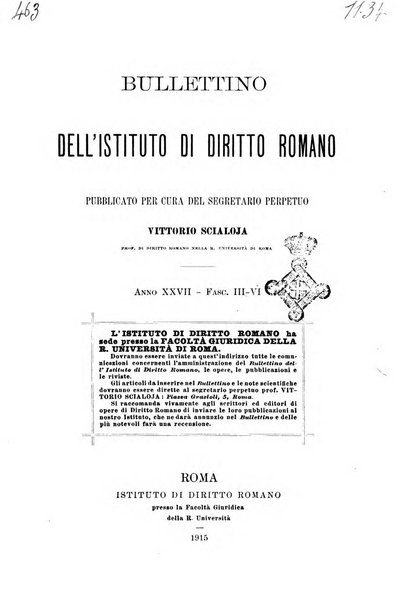 Bullettino dell'Istituto di Diritto romano