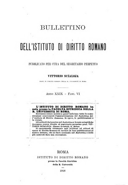 Bullettino dell'Istituto di Diritto romano