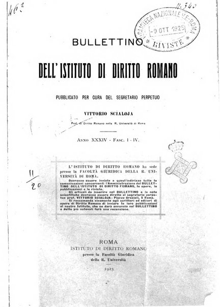 Bullettino dell'Istituto di Diritto romano