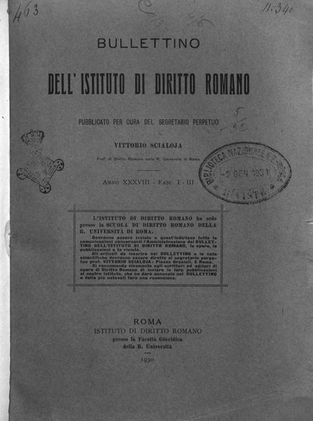 Bullettino dell'Istituto di Diritto romano