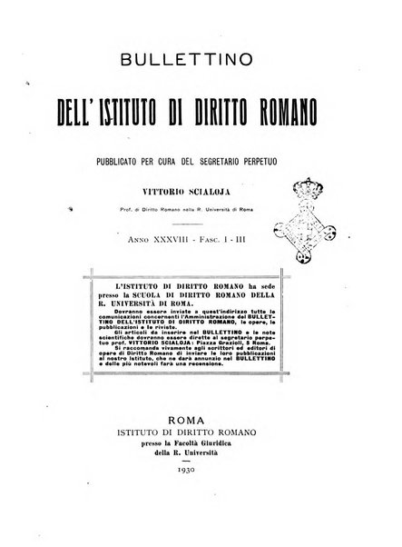 Bullettino dell'Istituto di Diritto romano