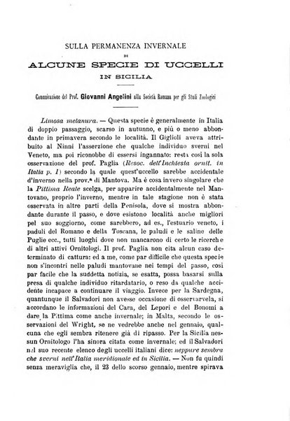 Bollettino della Società romana per gli studi zoologici