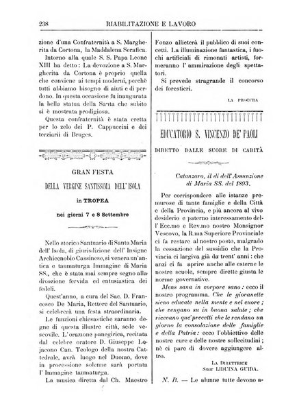 Riabilitazione e lavoro bollettino dell'Ospizio S. Margherita in Roma