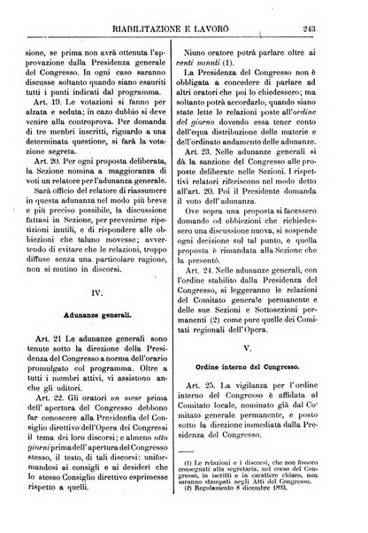 Riabilitazione e lavoro bollettino dell'Ospizio S. Margherita in Roma