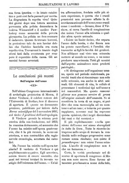 Riabilitazione e lavoro bollettino dell'Ospizio S. Margherita in Roma