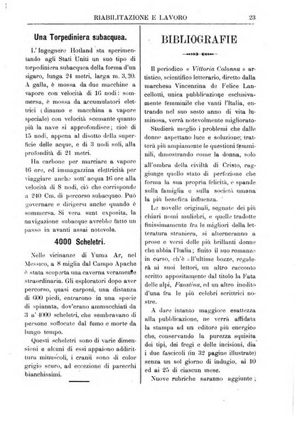 Riabilitazione e lavoro bollettino dell'Ospizio S. Margherita in Roma