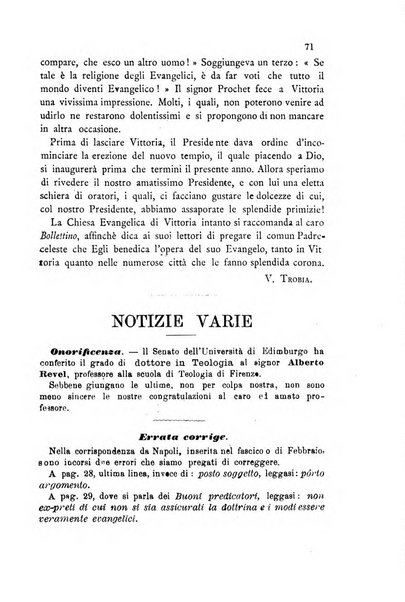 Il bollettino della Missione della Chiesa evangelica valdese