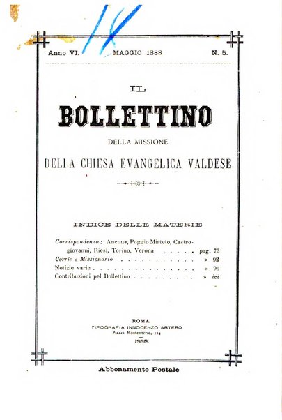 Il bollettino della Missione della Chiesa evangelica valdese