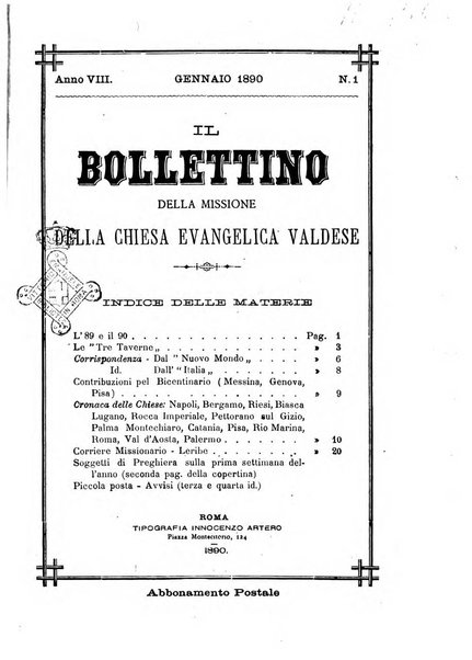 Il bollettino della Missione della Chiesa evangelica valdese