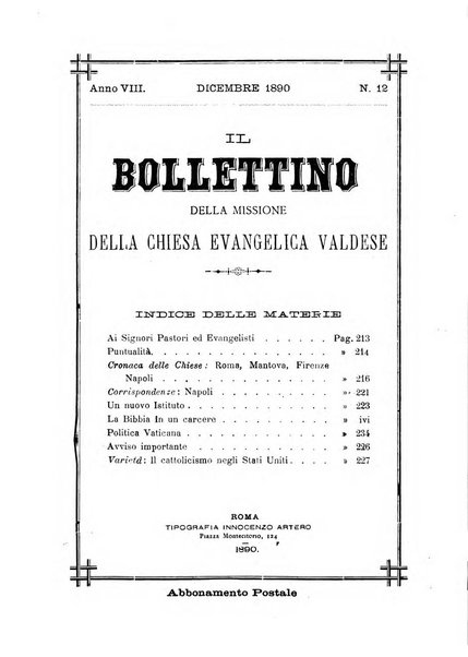 Il bollettino della Missione della Chiesa evangelica valdese