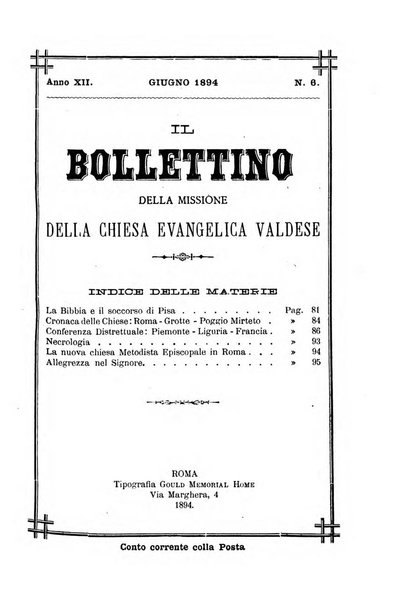 Il bollettino della Missione della Chiesa evangelica valdese