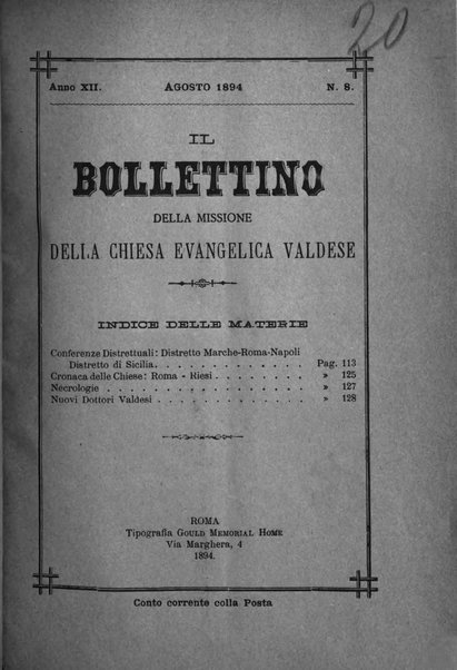 Il bollettino della Missione della Chiesa evangelica valdese