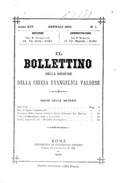 Il bollettino della Missione della Chiesa evangelica valdese