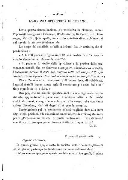 Lux bollettino dell'Accademia internazionale per gli studi spiritici e magnetici