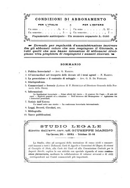 Le ferrovie italiane rivista quindicinale di dottrina, giurisprudenza, legislazione ed amministrazione ferroviaria