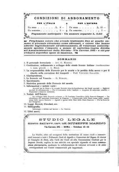 Le ferrovie italiane rivista quindicinale di dottrina, giurisprudenza, legislazione ed amministrazione ferroviaria