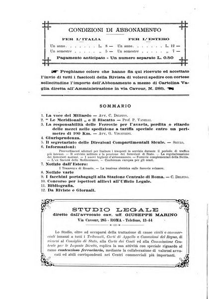 Le ferrovie italiane rivista quindicinale di dottrina, giurisprudenza, legislazione ed amministrazione ferroviaria