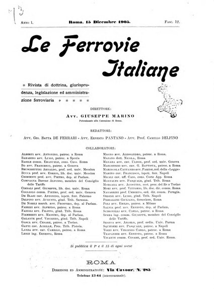 Le ferrovie italiane rivista quindicinale di dottrina, giurisprudenza, legislazione ed amministrazione ferroviaria