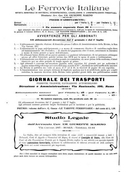 Le ferrovie italiane rivista quindicinale di dottrina, giurisprudenza, legislazione ed amministrazione ferroviaria