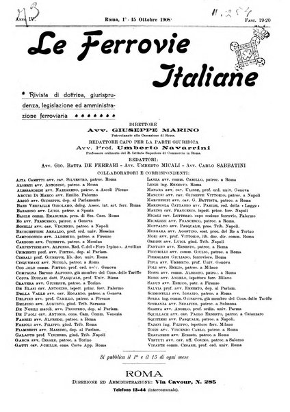 Le ferrovie italiane rivista quindicinale di dottrina, giurisprudenza, legislazione ed amministrazione ferroviaria