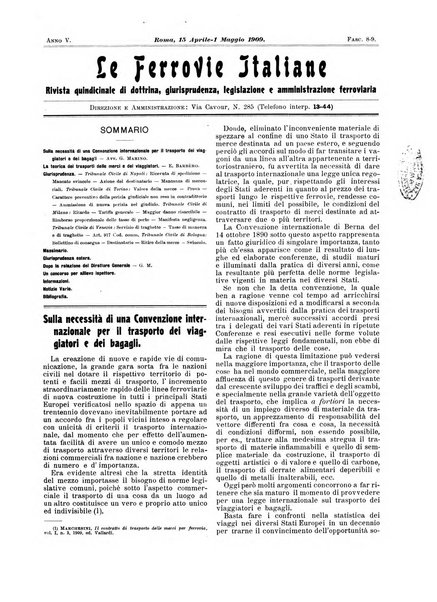 Le ferrovie italiane rivista quindicinale di dottrina, giurisprudenza, legislazione ed amministrazione ferroviaria