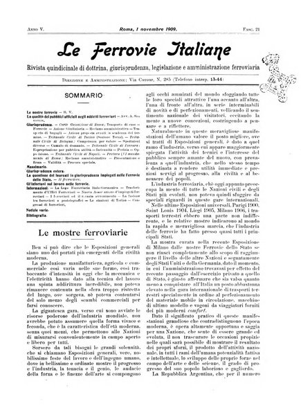 Le ferrovie italiane rivista quindicinale di dottrina, giurisprudenza, legislazione ed amministrazione ferroviaria