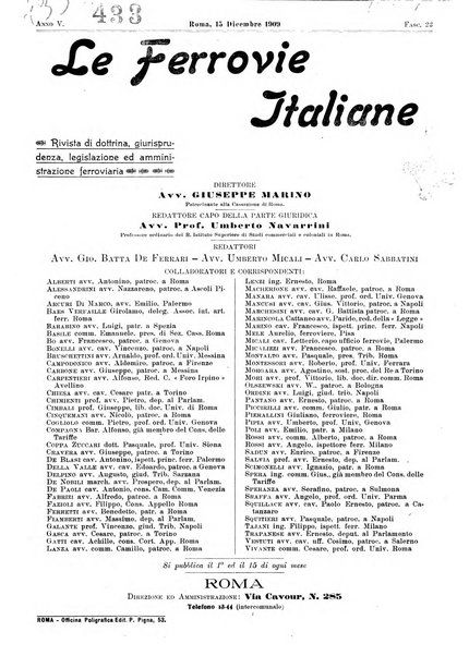 Le ferrovie italiane rivista quindicinale di dottrina, giurisprudenza, legislazione ed amministrazione ferroviaria