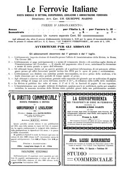 Le ferrovie italiane rivista quindicinale di dottrina, giurisprudenza, legislazione ed amministrazione ferroviaria