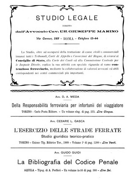 Le ferrovie italiane rivista quindicinale di dottrina, giurisprudenza, legislazione ed amministrazione ferroviaria