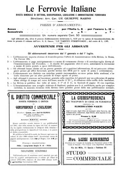 Le ferrovie italiane rivista quindicinale di dottrina, giurisprudenza, legislazione ed amministrazione ferroviaria