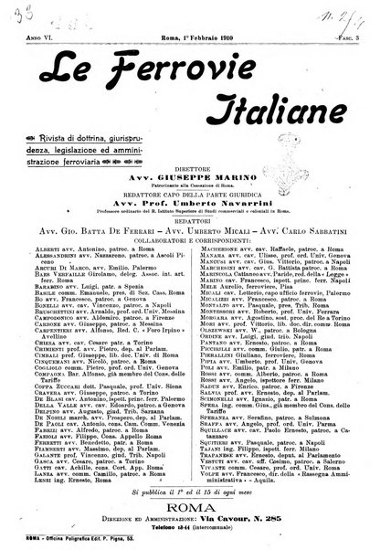 Le ferrovie italiane rivista quindicinale di dottrina, giurisprudenza, legislazione ed amministrazione ferroviaria