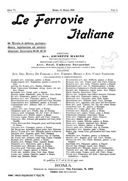 Le ferrovie italiane rivista quindicinale di dottrina, giurisprudenza, legislazione ed amministrazione ferroviaria