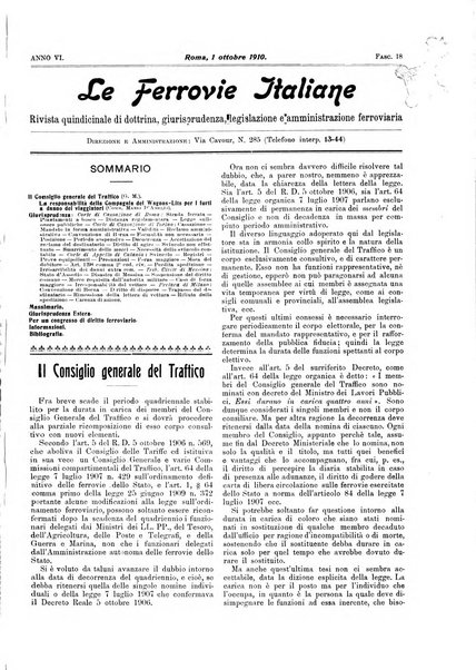 Le ferrovie italiane rivista quindicinale di dottrina, giurisprudenza, legislazione ed amministrazione ferroviaria