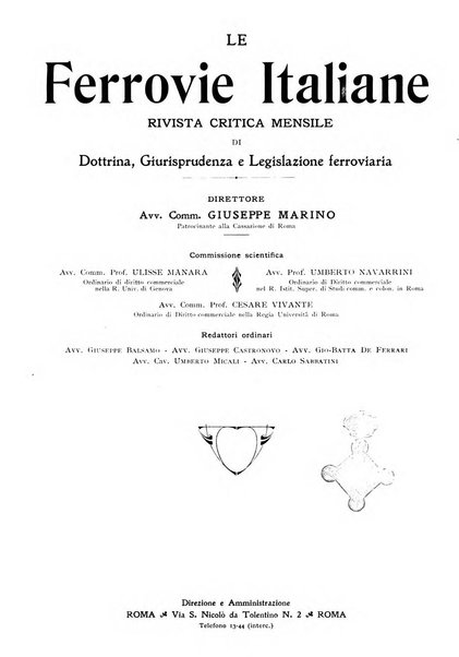 Le ferrovie italiane rivista quindicinale di dottrina, giurisprudenza, legislazione ed amministrazione ferroviaria