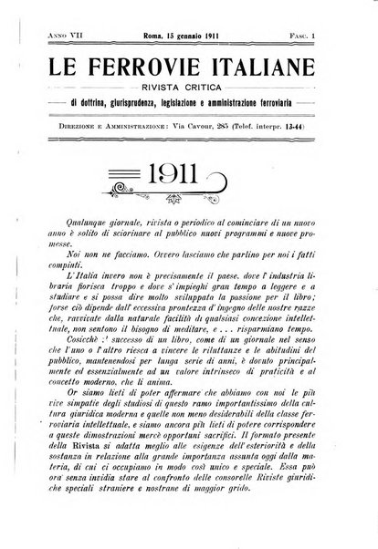 Le ferrovie italiane rivista quindicinale di dottrina, giurisprudenza, legislazione ed amministrazione ferroviaria