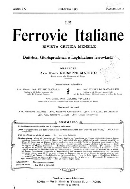 Le ferrovie italiane rivista quindicinale di dottrina, giurisprudenza, legislazione ed amministrazione ferroviaria