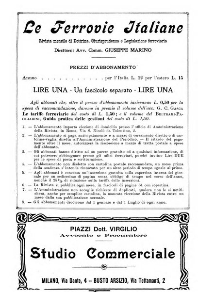 Le ferrovie italiane rivista quindicinale di dottrina, giurisprudenza, legislazione ed amministrazione ferroviaria